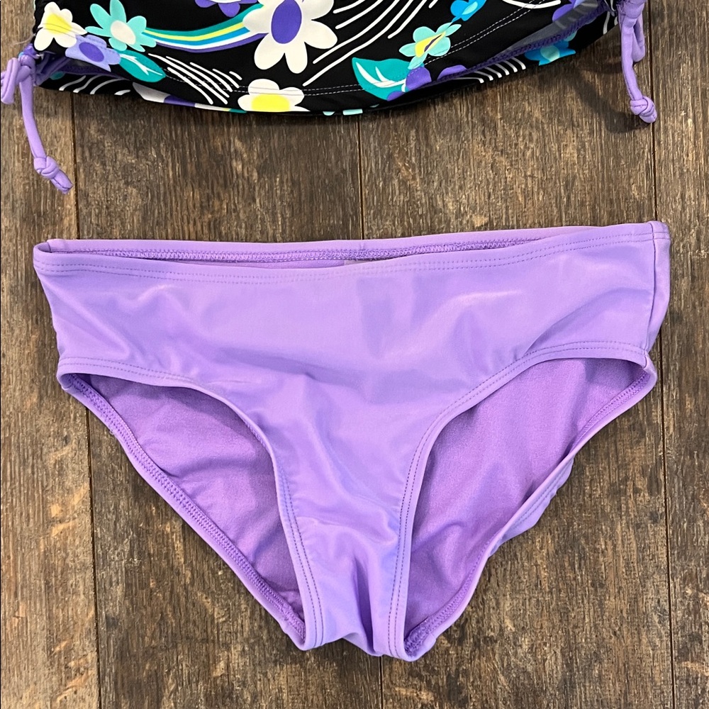 NWOT- ZeroXposur Kids Bikini - Black and Blue Floral - Picture 5 of 10